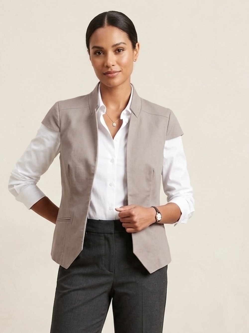 Club Monaco Taupe Blazer Vest women’s size 8 - Picture 1 of 9